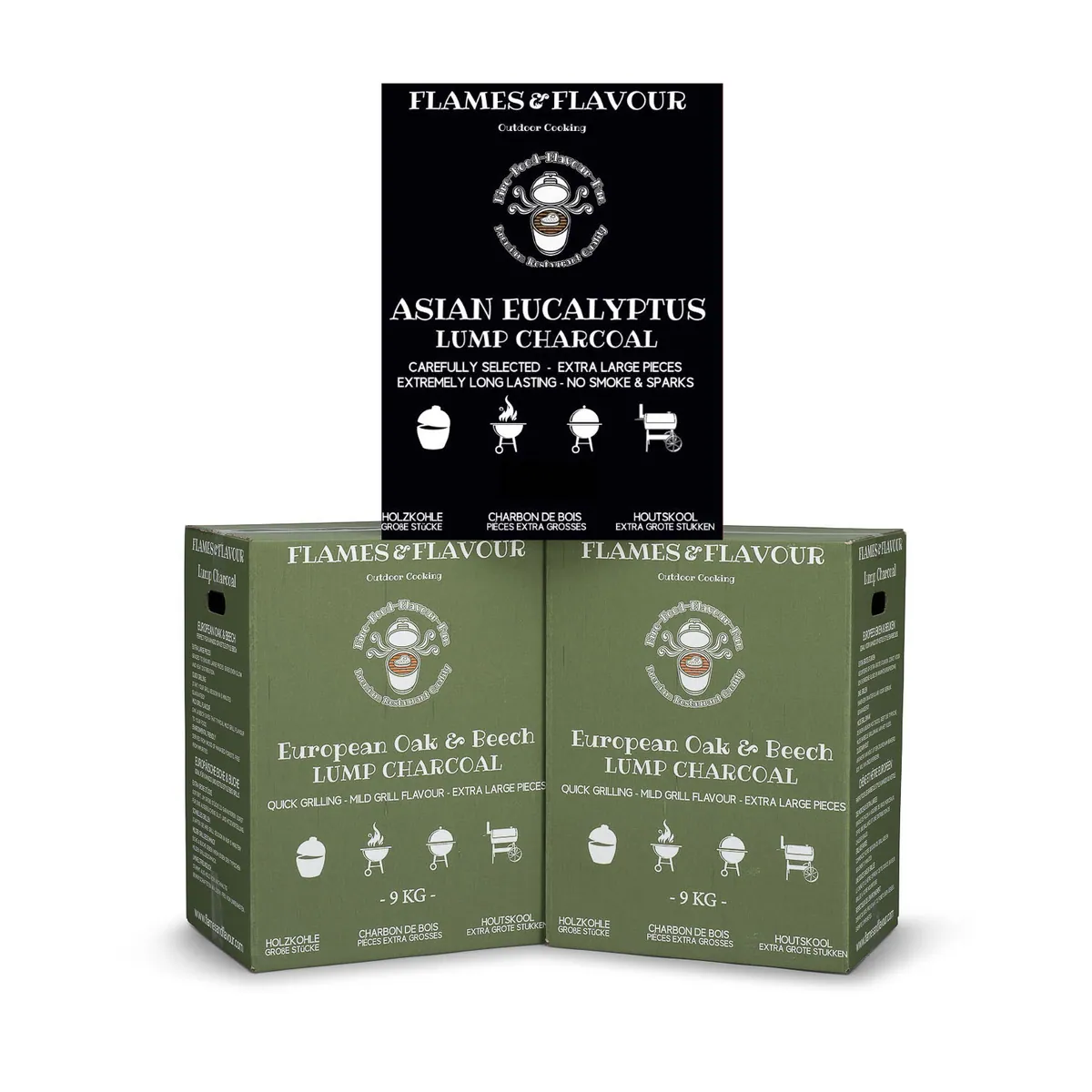 Volume aanbieding Eiken & Beuken Houtskool (18KG) + Aziatische Eucalyptus Houtskool
