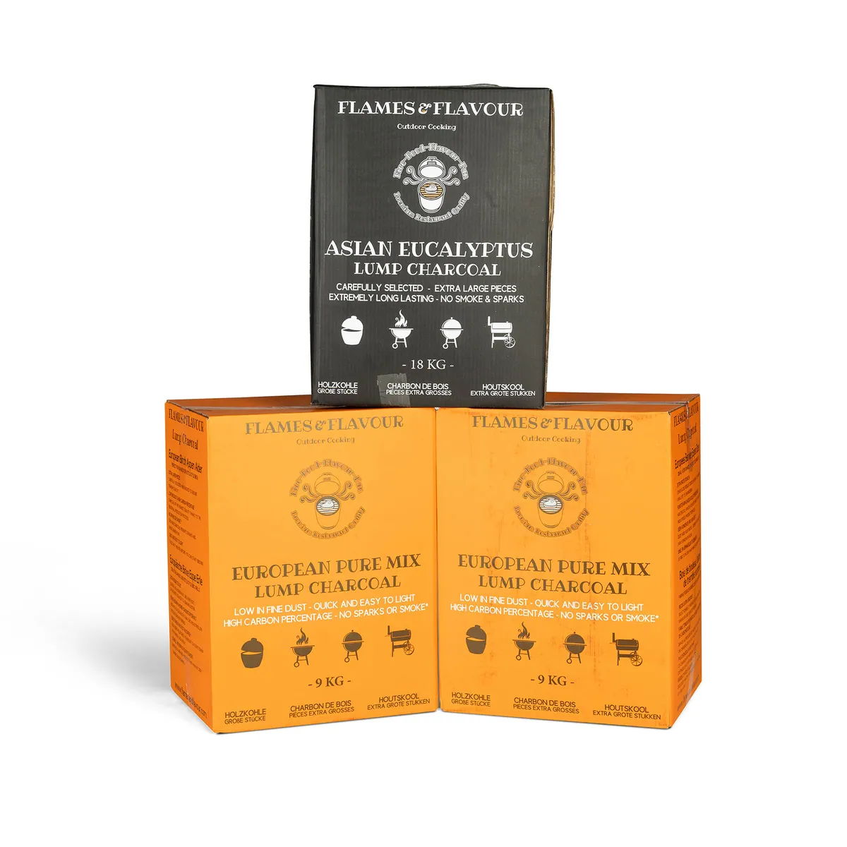 Pure Mix Houtskool (18KG) + Big Block Aziatische Eucalyptus Houtskool (18KG)
